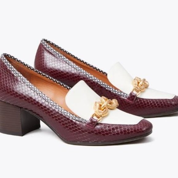 Tory Burch Shoes - TORY BURCH JESSA 55mm BLOCK HEEL CROC-EMBOSSED Royal Burgundy Sz 10.5 NWT